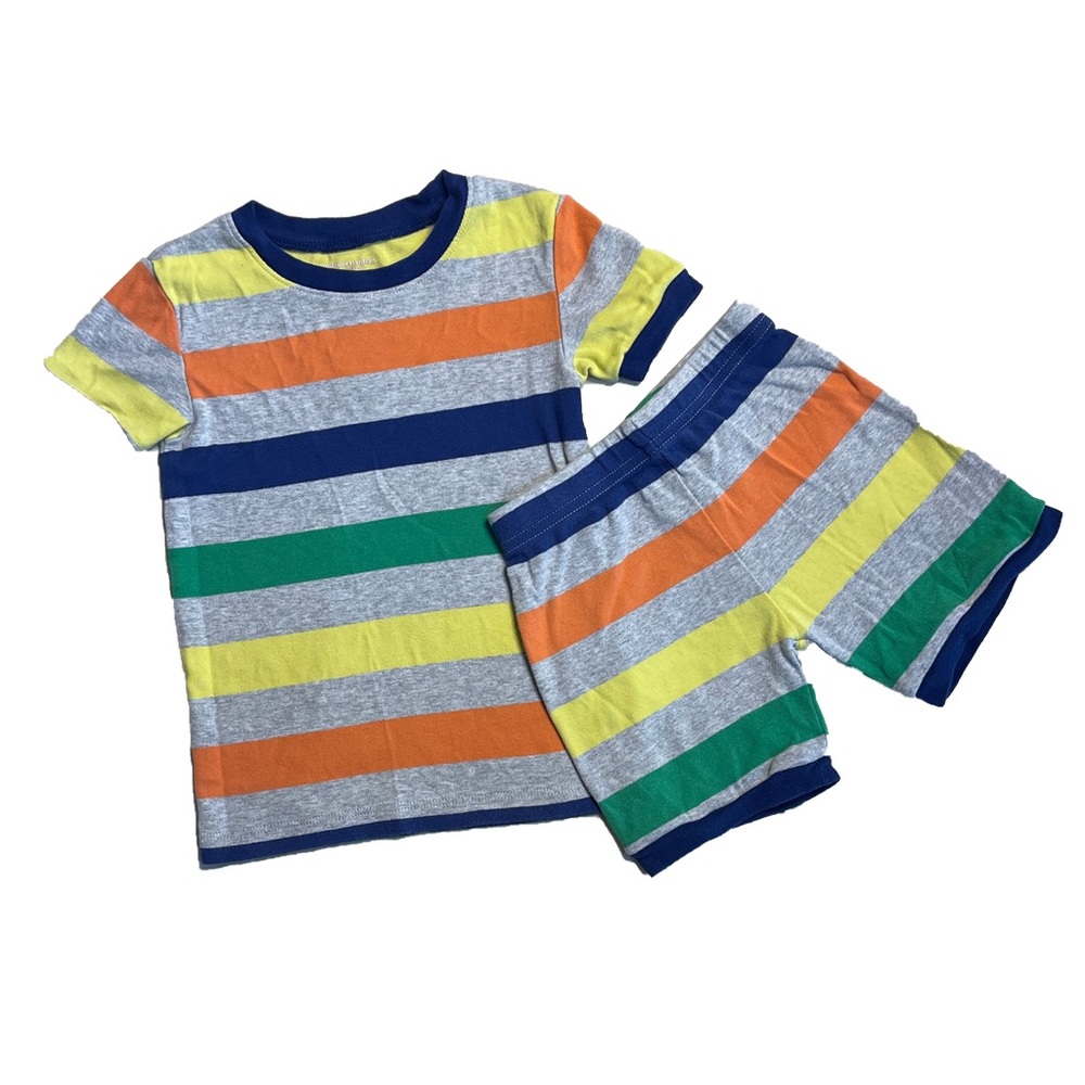 AMAZON ESSENTIALS Kids Striped Shirt/Shorts outfit XS(4-5)